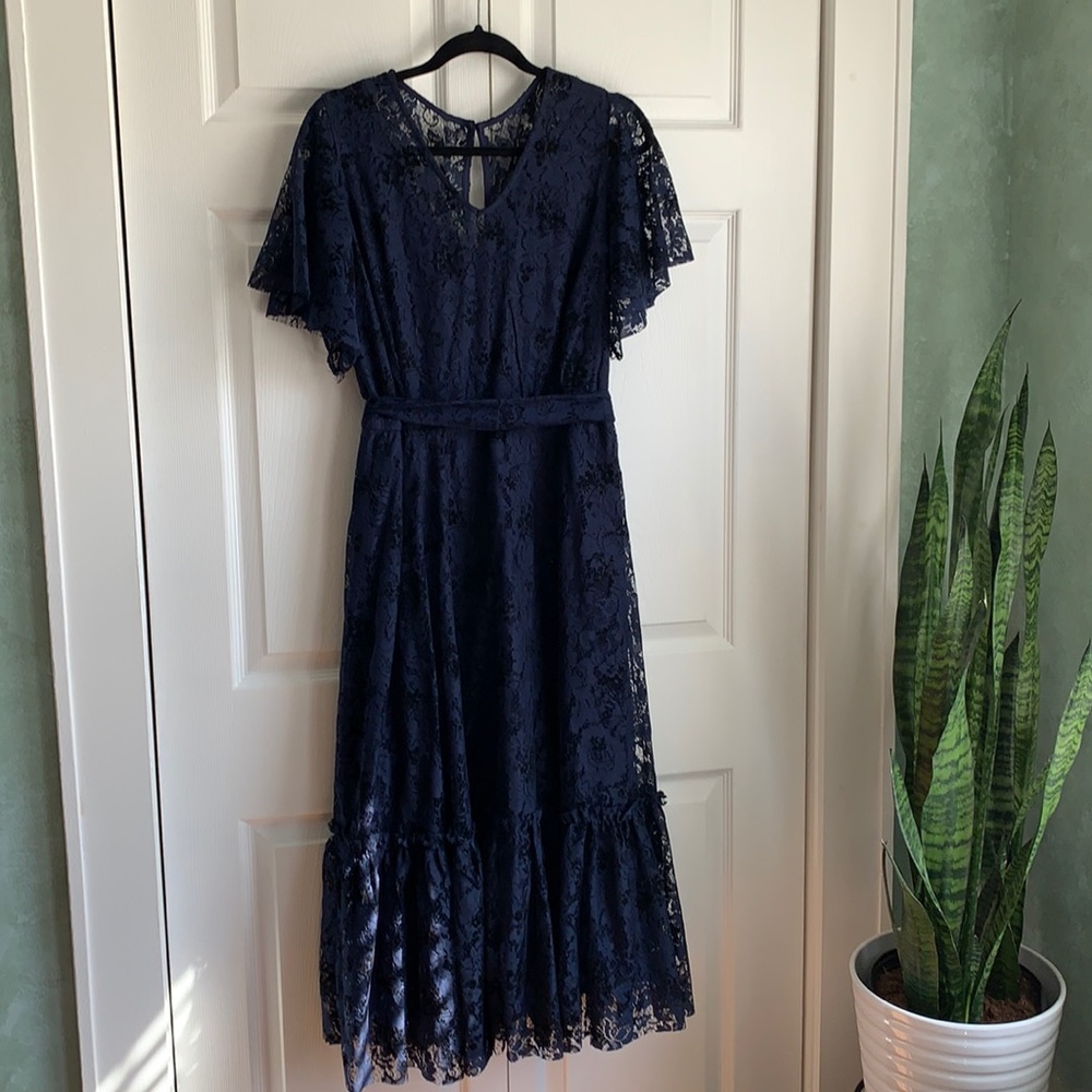 Lace Navy Midi Dress